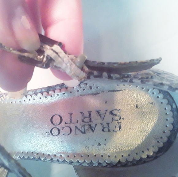 Franco Sarto Faux Snakeskin Wedged Sandals - Picture 16 of 16